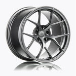 A side view of Titan 7 T-S5 Forged Split 5 Spoke JDM Wheels in Satin Titanium for NISSAN SKYLINE R32 / R33 / R34 1989-2002