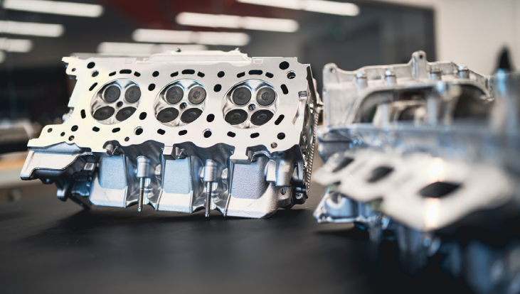 A side wide view of AMS PERFORMANCE INFINITI Q50/Q60 3.0L VR30 STAGE 1 LONG BLOCK 2016+ on the ground