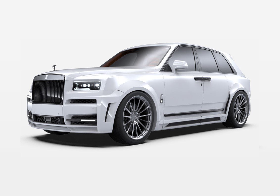 Render of a white Cullinan with the 1016 body kit, front three-quarter