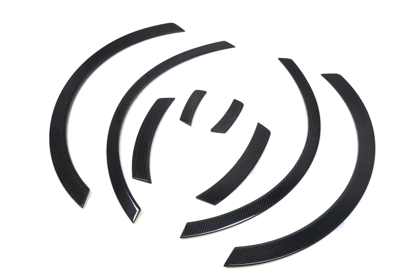 close front view of TRE FRP & Pre-Preg Carbon Fibre Wheel Arch Trim Extensions Kit BMW 2 Series / M240i G42 2022+ with white background