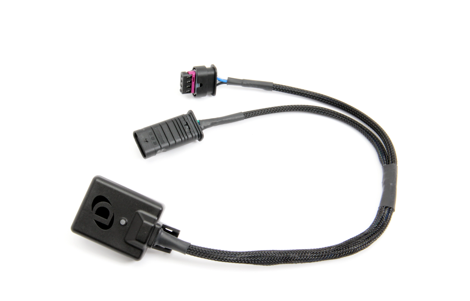 A top view of DINANTRONICS Sport Performance Tuner for BMW 328d / 335d / X5 2009-2018 with white background