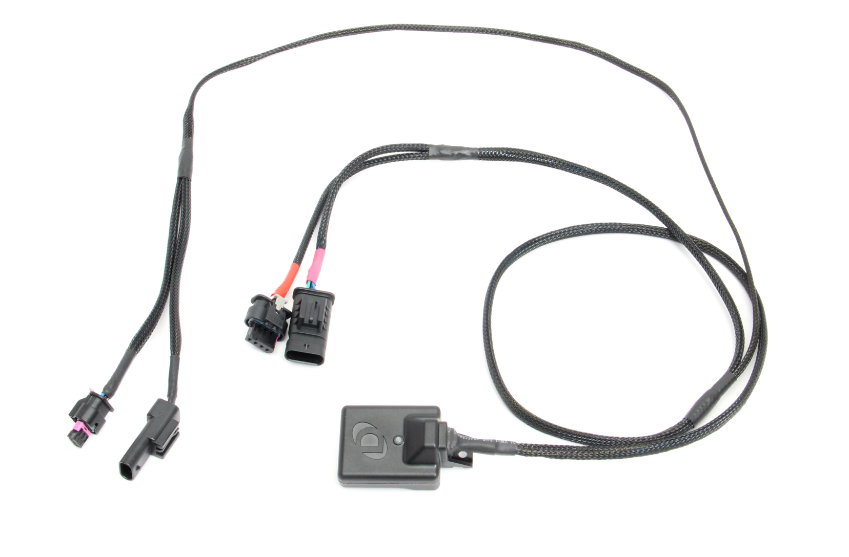 A top wide view of DINANTRONICS Sport Performance Tuner for BMW / Toyota (B46/B48/B58 Engines) 2016-2025 with white background