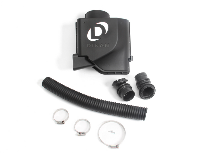 A top view of Dinan High Flow Intake System for BMW 330i 2001-2006 with white background