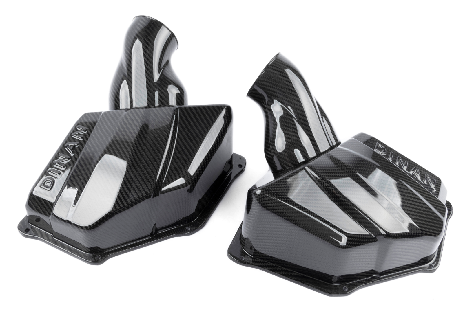 A top view of Dinan Cold Air Intake for BMW M550i / M850i 2019-2025 both air intakes with white background