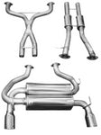 A top view of all the parts of Stillen Stainless Steel Cat-Back Exhaust System w/ Dual Wall Tips Nissan 350Z (Z33) 2003-2009 with white background