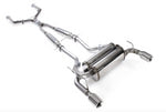 A top wide view of Stillen Stainless Steel Cat-Back Exhaust System for Infiniti G37 Coupe / Q60 2008-2016 with white background 