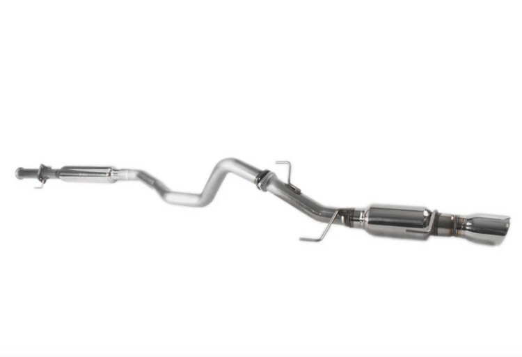 A front wide view of Stillen Stainless Steel Cat-Back Exhaust System for Nissan Juke FWD 2011-2017 with white background