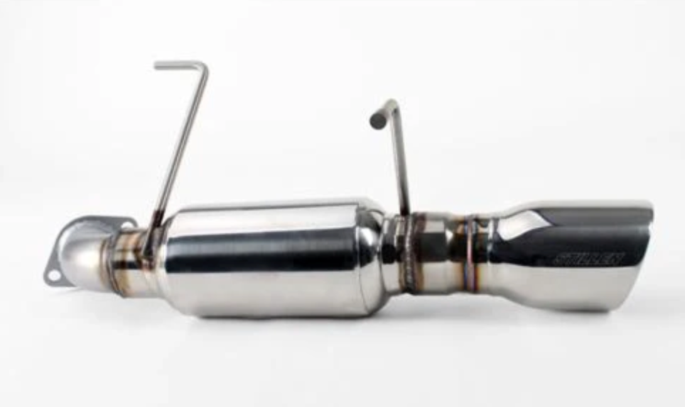 A front view of Stillen Stainless Steel Axle-Back Exhaust System for Nissan Juke AWD 2011-2017 with white background