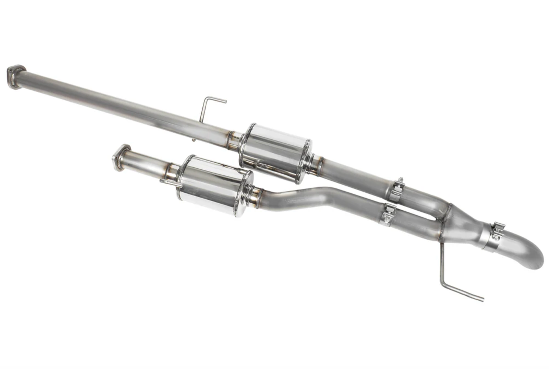 A front view of Stillen Cat-Back Exhaust System for Toyota Tundra 2014-2021 with off-road series tips on a white background