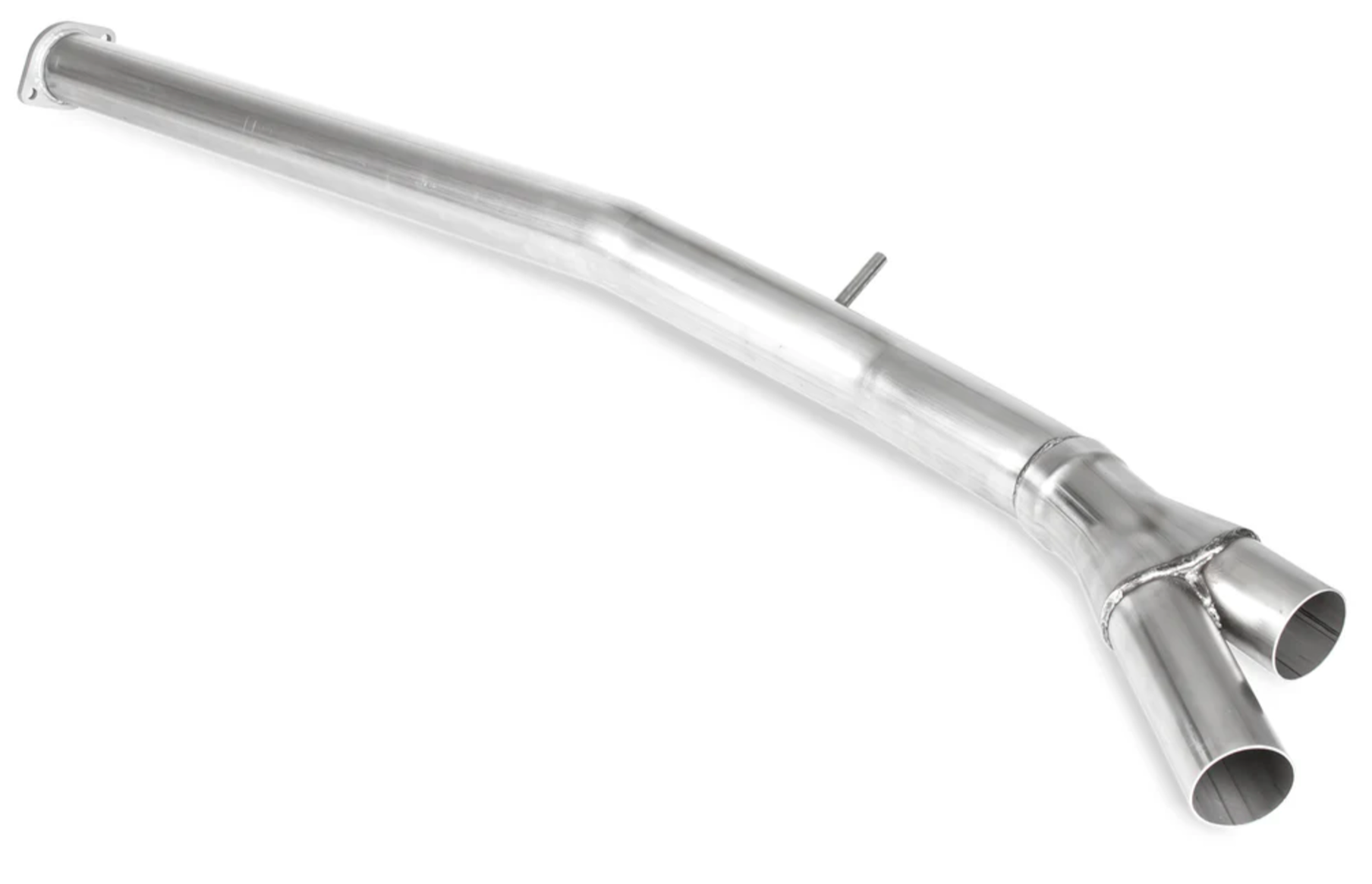 A top view of the pipe of Stillen Cat-Back Exhaust System w/ Polished Tips for Infiniti Q50 [3.0t] 2016-2024 with white bacgkround