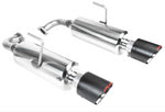 A top view of Stillen Axle-Back Exhaust System w/ (Polished / Burnt / Carbon Tips) for Nissan Altima 2.5L AWD 2019-2023 fitted with carbon fiber tips