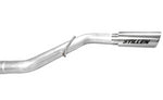 A close up view of one of the polished tips of the Stillen Cat-Back Exhaust System for Toyota Tundra (3.4L Twin Turbo V6) 2022+ with white background