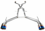 A top view of Stillen Cat-Back Exhaust System "Competition Series" for Nissan Z 2023-2024 with burnt tips on a white background