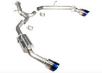 A top view of Stillen Axle-Back Exhaust System for Hyundai Elantra N 2022+ with blue burnt tips on a white background