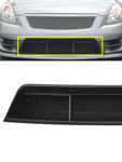 A front view of Stillen Mesh Grille Insert [STILLEN Fascia] for Nissan Altima 2007-2012 fitted on a car and the grille at the bottom of the image with white background