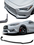 A view of Stillen Front Splitter for Infiniti Q60 3.0t 2017-2022 fitted on the front and side of the car on a white background