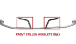 A front wide view of Stillen Front Winglets for Infiniti Q60 3.0t 2017-2022 on a white background with the winglets highlighted with red boxes