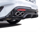 A back close up view of a car fitted with Stillen Rear Diffuser [Matte Black] for Kia Stinger GT (AWD/RWD 3.3TT) 2018-2023 with white background