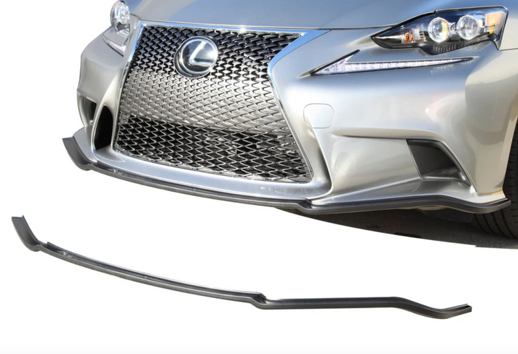 A front close up view of Stillen Front Splitter for Lexus IS250 / IS350 F Sport 2014-2015 with white background