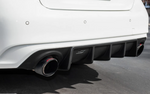 A back close up view of a white car fitted with Stillen Rear Diffuser [UNPAINTED] for Infiniti Q50 2018-2024 on the ground