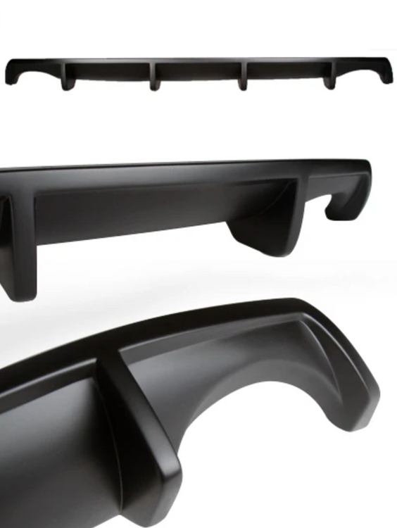A wide and close up view of Stillen Rear Diffuser [Matte Black] for Honda Accord Coupe 2013-2017 with white background
