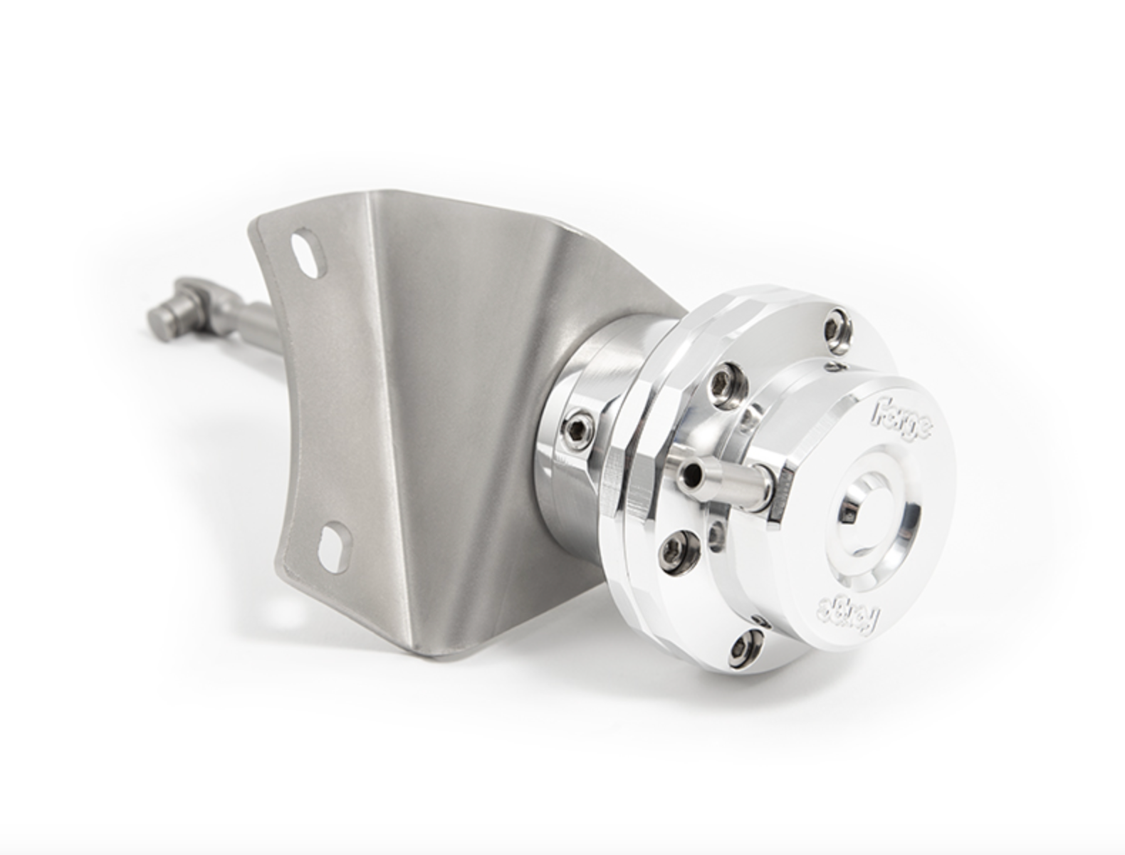 A back close up view of Forge Motorsport Adjustable Actuator for Subaru IHI VF36/VF37 Turbo GDB Spec C for Subaru with white background