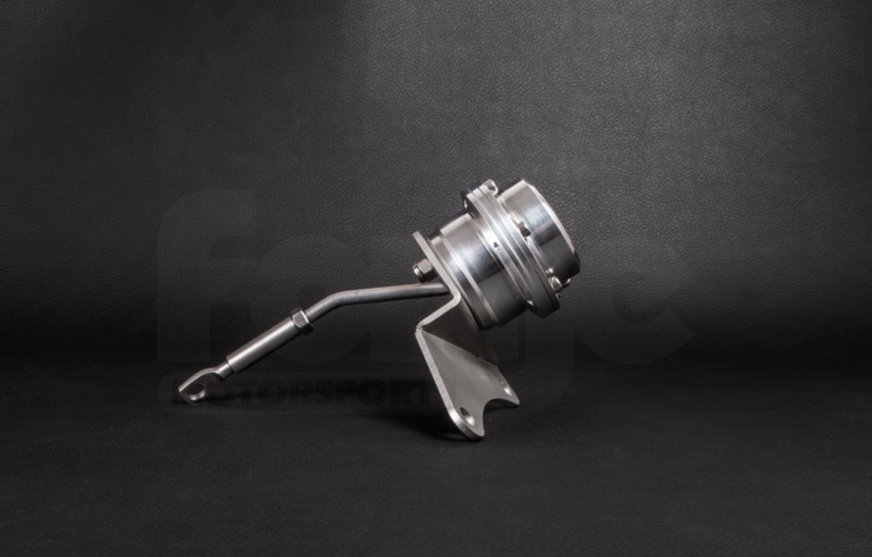 A side wide view of Forge Motorsport Adjustable Diaphragm Actuator for Subaru TD04/TD05 Turbochargers from the right with a black background