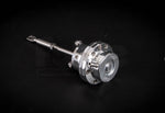 A side top wide view of Forge Motorsport Turbo Actuator for Vauxhall Corsa 1.4T (D / E) 2010-2019 with black background