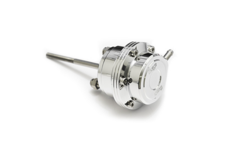 A side wide view of Forge Motorsport Turbo Wastegate Actuator for Can-Am Maverick X3 Turbo RR 2021-2024 with white background