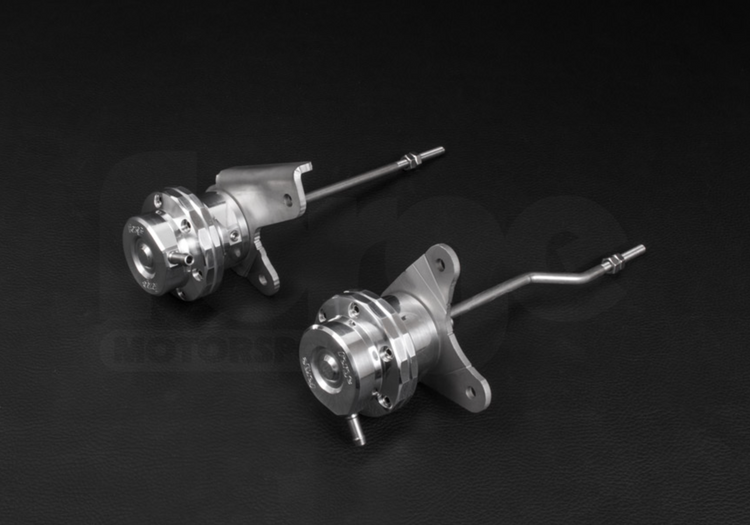 A top wide up view Forge Motorsport Twin Turbo Actuators for Porsche 996 Turbo / GT2 2000-2005 with black background
