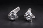 A front close up view of Forge Motorsport Twin Turbo Actuators for Porsche 996 Turbo / GT2 2000-2005 with black background