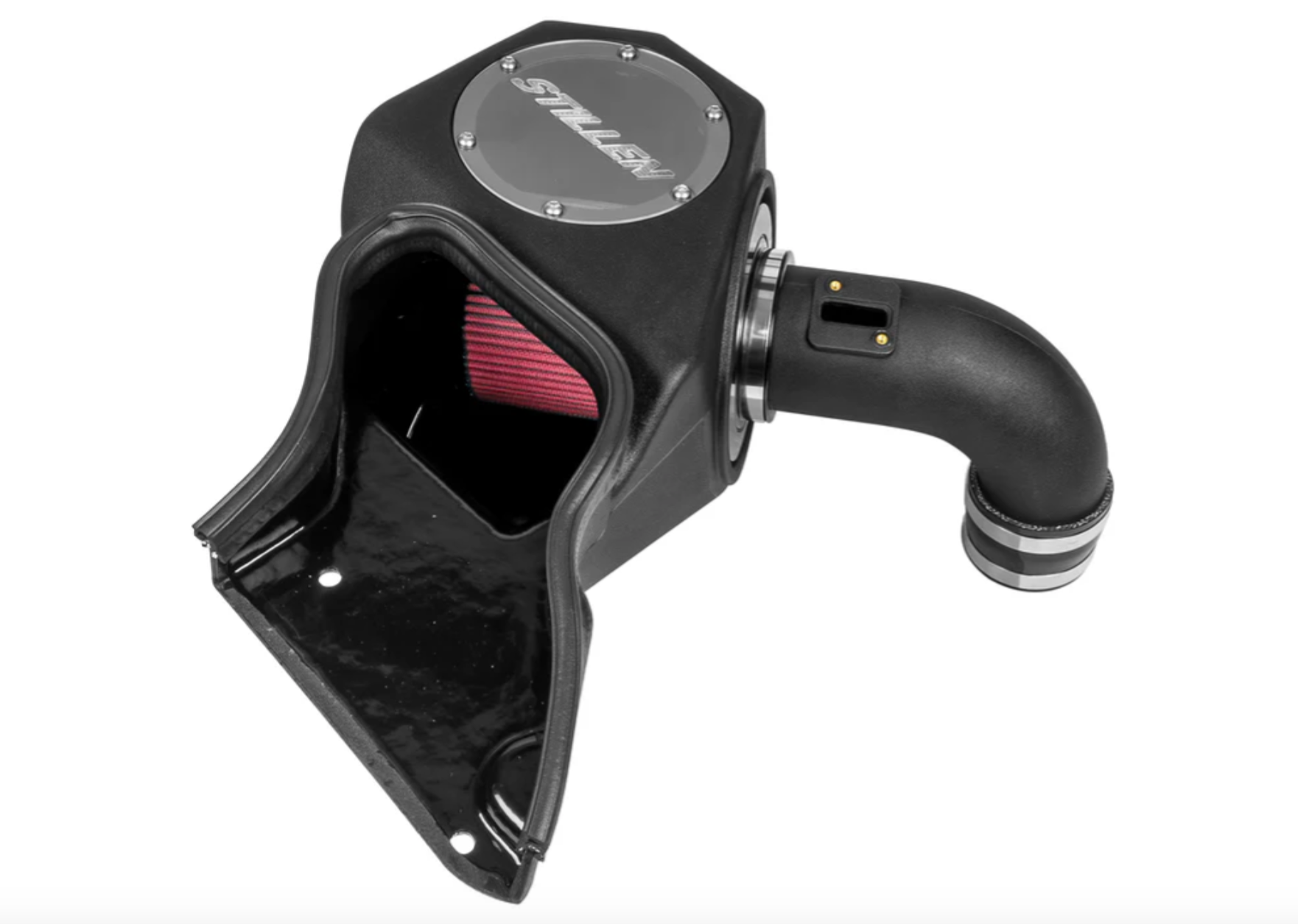 A top view of Stillen Trupower Cold Air Oiled Intake for Toyota Tacoma 2024+ with white background