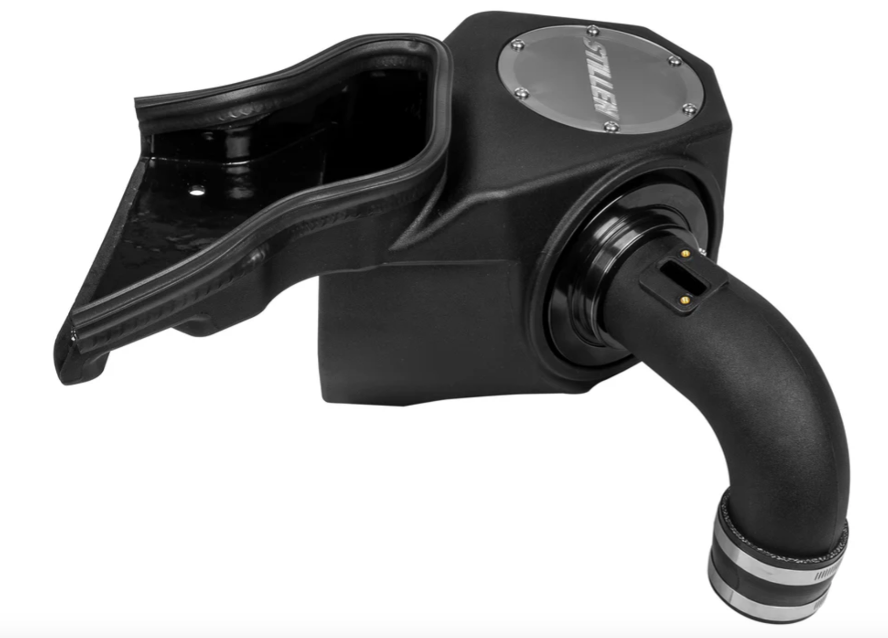 A side view of Stillen Trupower Cold Air Oiled Intake for Toyota Tacoma 2024+ with white background