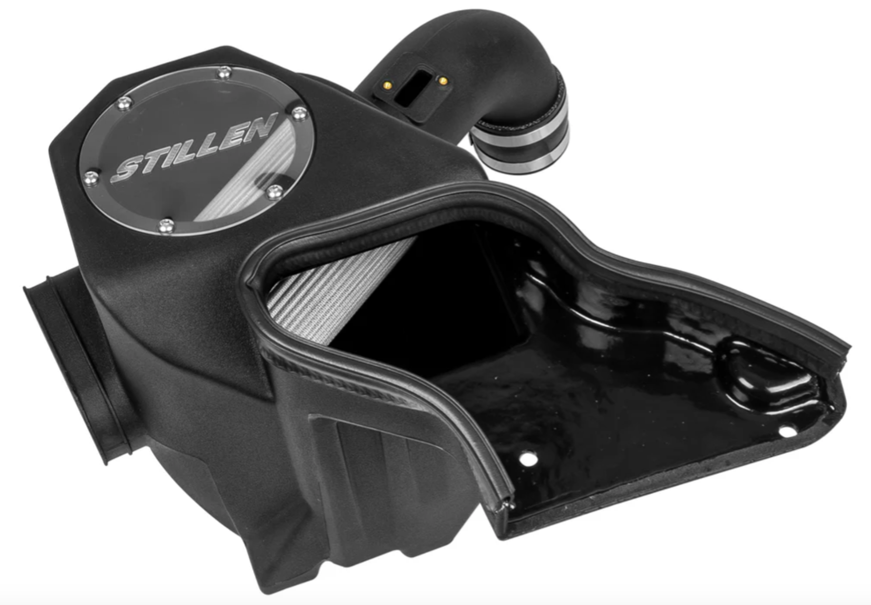 A top view of a Stillen Trupower Cold Air Dry Intake for Toyota Tacoma 2024+ with white background