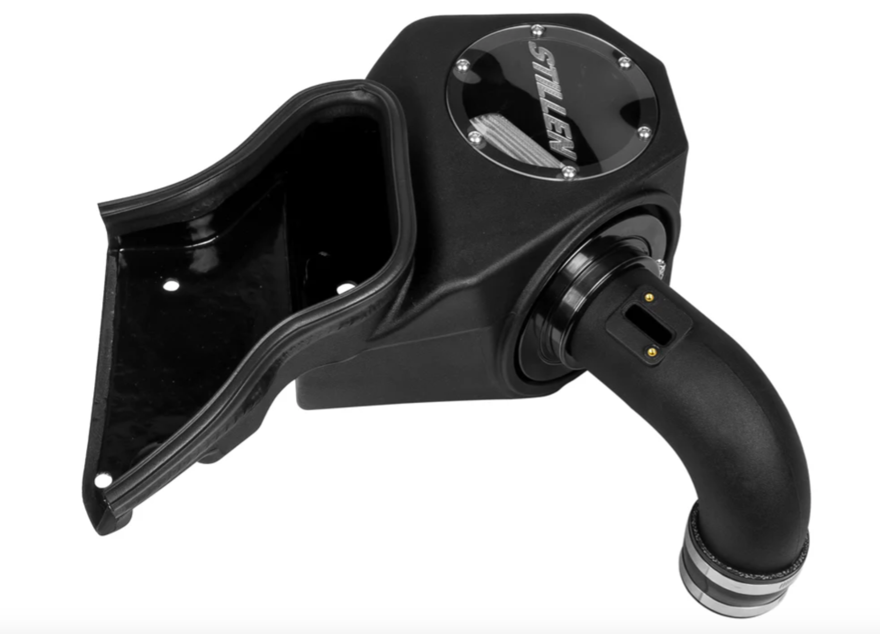 A side view of a Stillen Trupower Cold Air Dry Intake for Toyota Tacoma 2024+ with white background