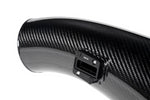 A close up view of one of the parts of Eventuri Black Carbon Intake System for BMW F7X M135i M235i / U1X X1 X2 M35i & MINI F6X S JCW 2020-2025 with white background