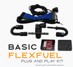 A top view of all the parts of Bootmod3 FlexFuel Kit - Basic for BMW B48/B58/S58 & Toyota Supra (A90/A91) with white background and the title on the bottom of the page.