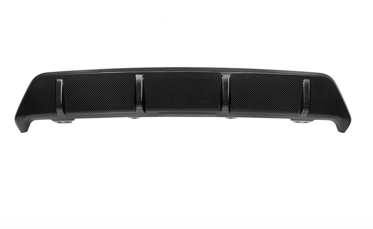A front wide view of AutoTecknic Carbon Fiber Performante Rear Diffuser - BMW G06 X6 M-Sport 2019-2025 with white background
