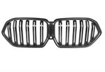 A front view of AutoTecknic Dual-Slat Carbon Fiber Front Grille - BMW G06 X6 LCI 2023-2025 with white background