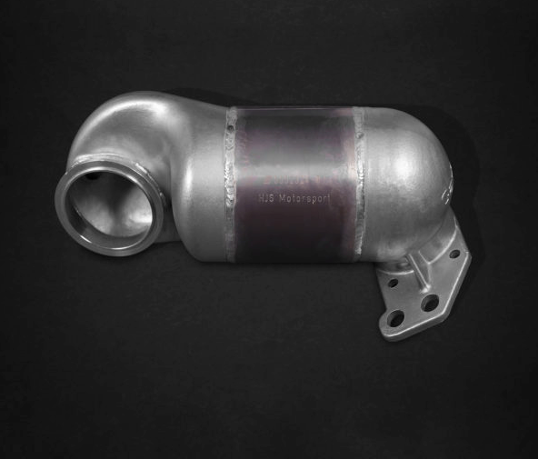 close view of Capristo Exhaust Cat Spare (Delete) Downpipe for Alfa Romeo 4C 2013–2019 with black background