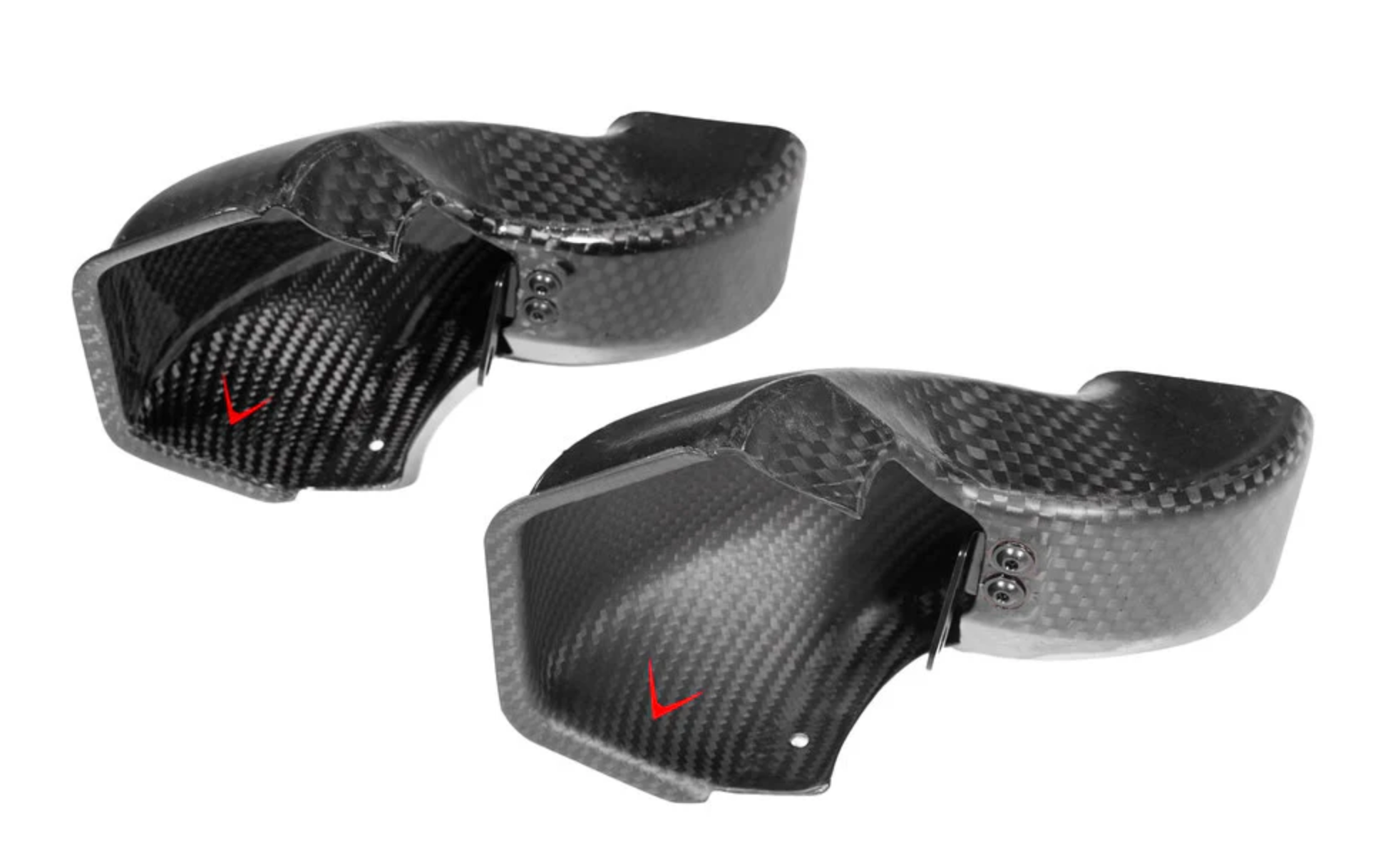 A side close up up view of Eventuri Black Carbon Intake Scoop Set for BMW G87 M2 2023-2025 with white background