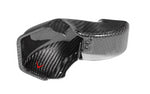 A close up up view of one of the scoops of Eventuri Black Carbon Intake Scoop Set for BMW G87 M2 2023-2025 with white background