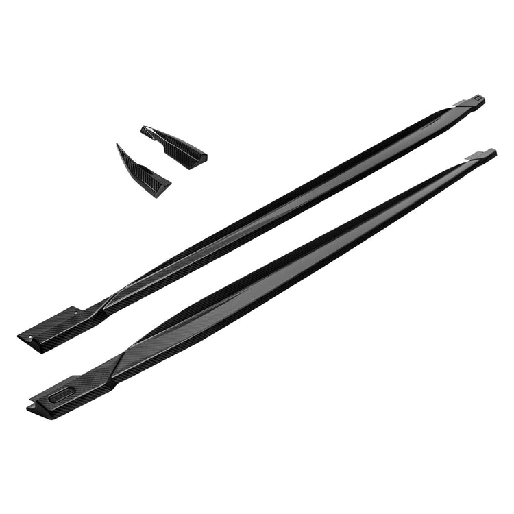 A front view of Urban Automotive Carbon Fiber Side Skirts Volkswagen Golf R Mk8 2020+ with white background