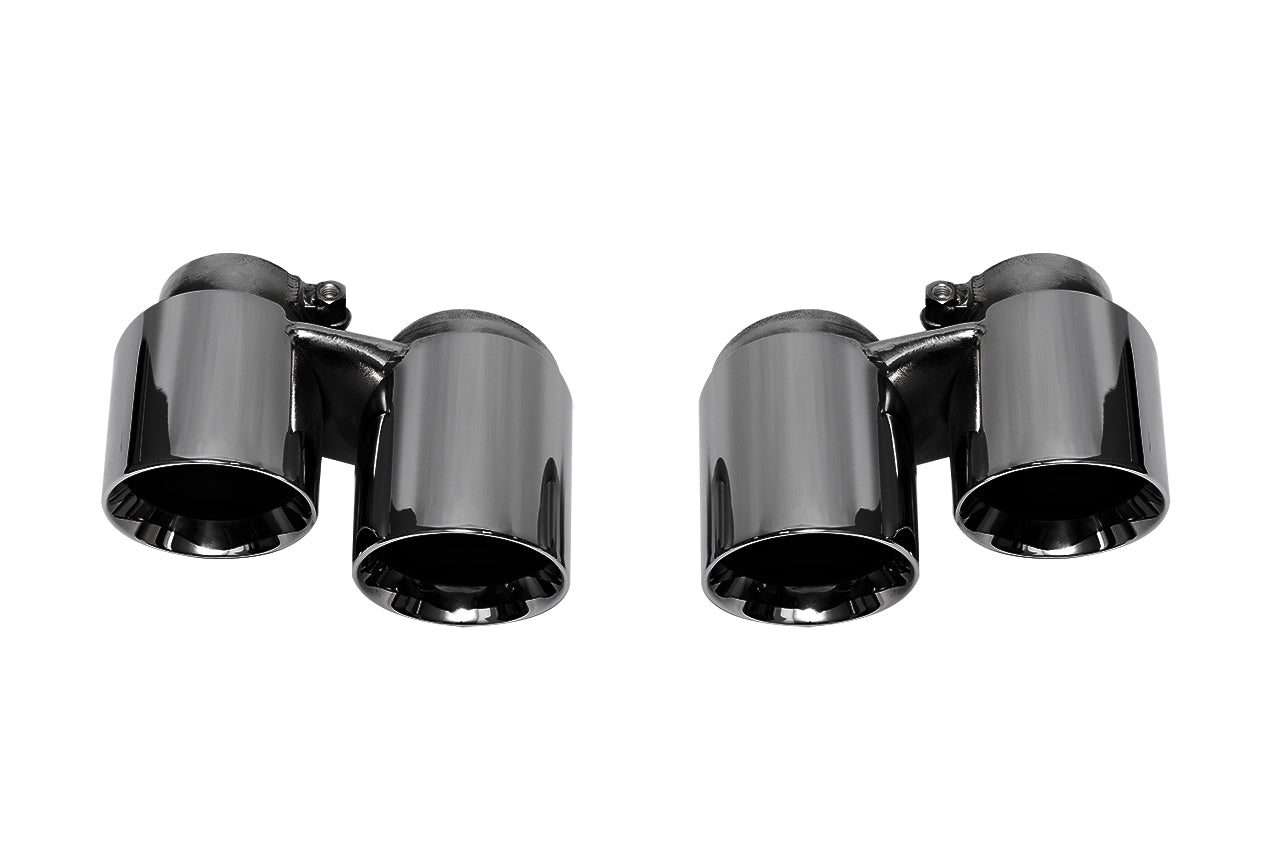 Soul 991.1 Carrera without PSE street package: pair of black tip sections, angled view