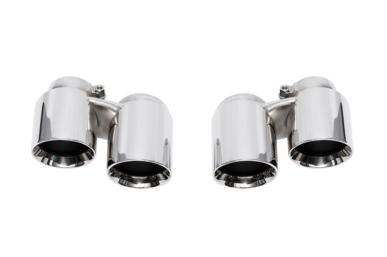 Soul 991.1 Carrera without PSE street package: pair of polished chrome quad tip sections