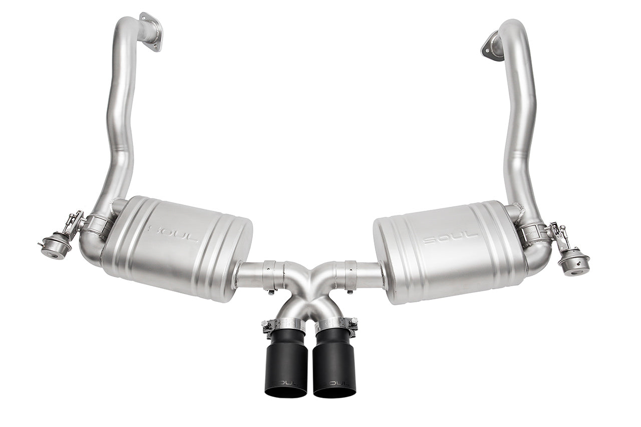 Soul 981 Boxster / Cayman valved exhaust system: valved exhaust with black tips