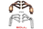 Soul 991 GT3 / GT3 RS competition headers: stock headers beside the SOUL competition headers
