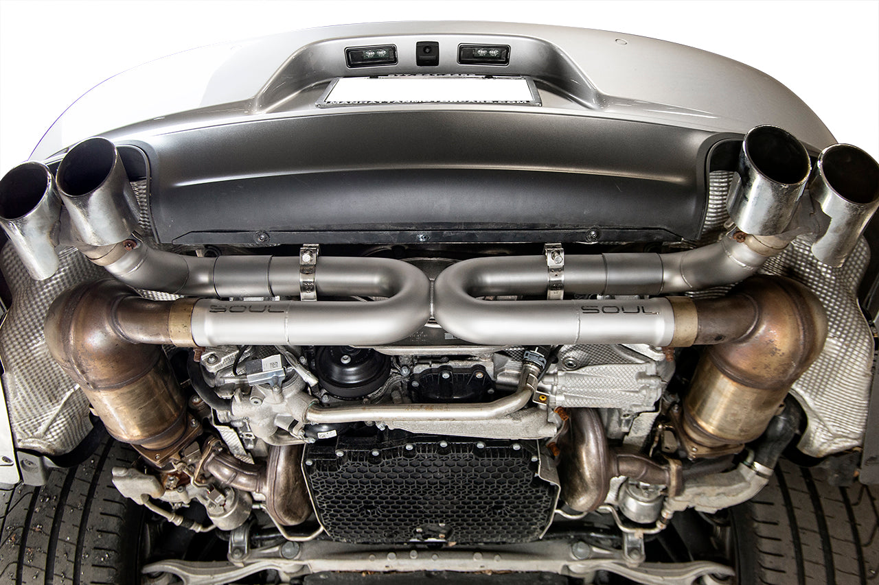 991.2 Carrera non-PSE performance exhaust systems: performance exhaust installed, rear view from
