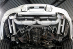 Soul 996 Turbo competition x-pipe exhaust system: exhaust installed under a white 996 Turbo