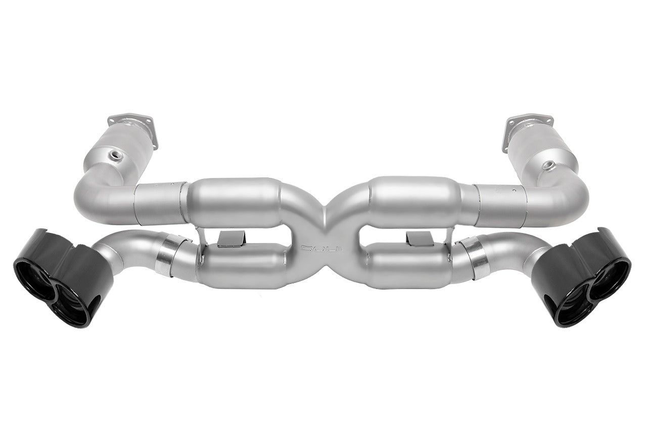 Soul 996 Turbo sport x-pipe exhaust system: sport X-pipe exhaust with black chrome X-50 style tips